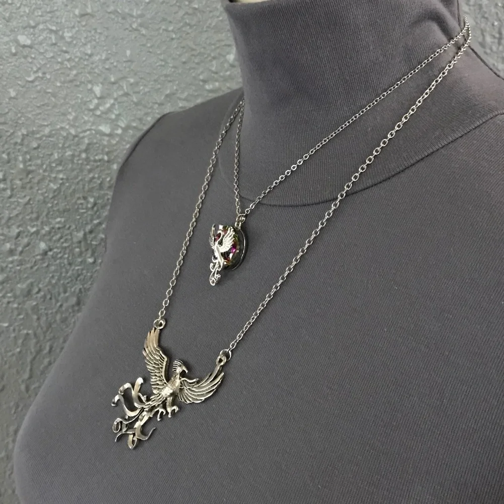 Rising Phoenix Jean Grey Silver Handmade 2-Layer Mythology Necklace Marvel Comic - Picture 6 of 15